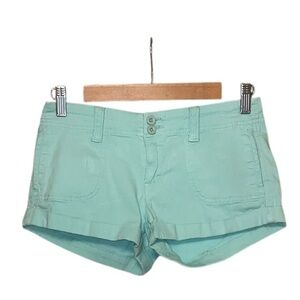 GOGO Jeans Green Stretch Short Cuffed Shorts Style GO40627TU